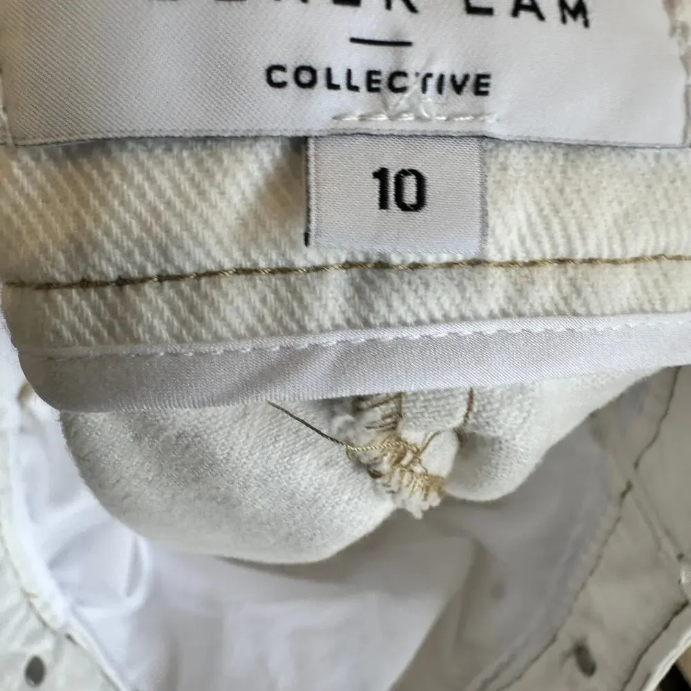 Derek Lam White Denim Skort Short SIZE 10 Nautical Belted Preppy Jean Skirt $260 - Picture 11 of 11